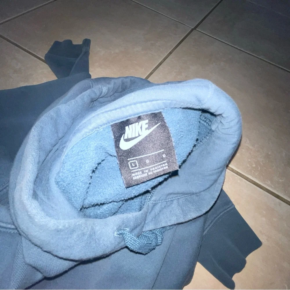 Nike Sweatshirt Hoodie Men's L Sportswear Club Fleece Aqua Blue Drawstring - Picture 9 of 9